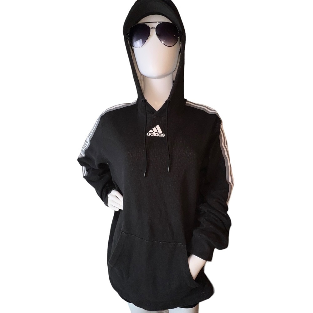 Adidas Pullover Sweatshirt Hoodie in Mottled Black - Picture 8 of 15